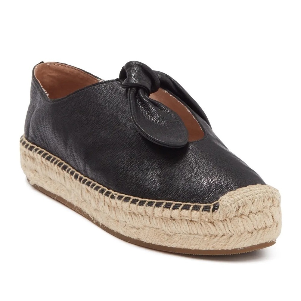 REBECCA MINKOFF Bow Leather Slip On Espadrilles